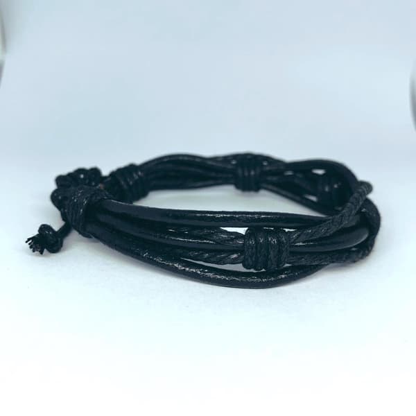Handgjorda armband á 4 stk för män äkta läder flätat svart
