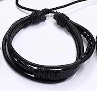 Handgjorda armband á 4 stk för män äkta läder flätat svart