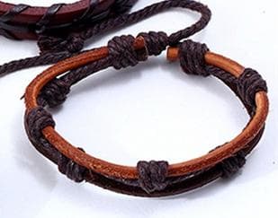 Handgjorda armband för män äkta brunt läder ihopbundna