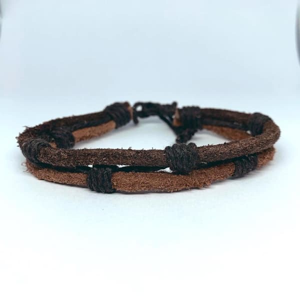 Handgjorda armband för män äkta brunt läder ihopbundna