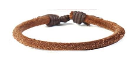 Håndlavet naturligt armbånd brunt læder og brun snor