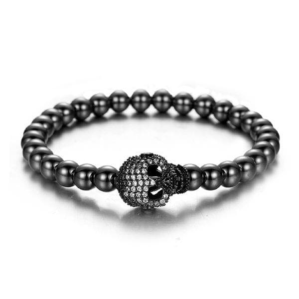 Armband med dödskalle med diamanter elastiskt band unisex zirkon