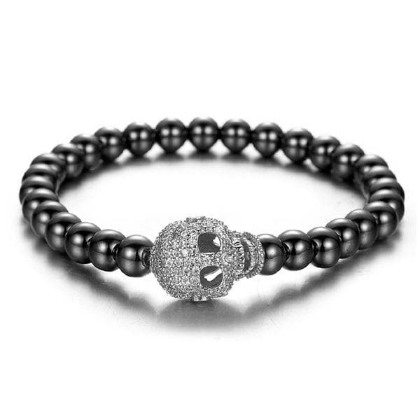Armband med dödskalle med diamanter elastiskt band unisex zirkon