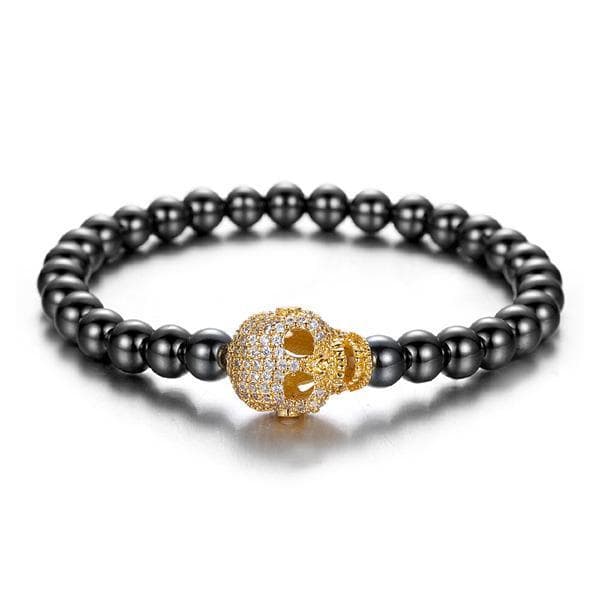 Armband med dödskalle med diamanter elastiskt band unisex zirkon