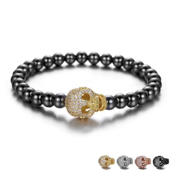 Armband med dödskalle med diamanter elastiskt band unisex zirkon