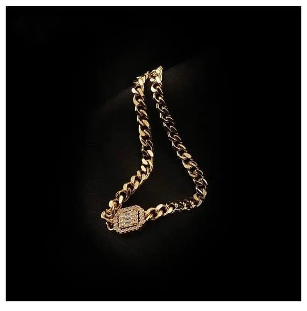 Lyxigt 18K guldpläterat armband med zircon kuber Hip hop