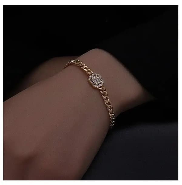 Lyxigt 18K guldpläterat armband med zircon kuber Hip hop