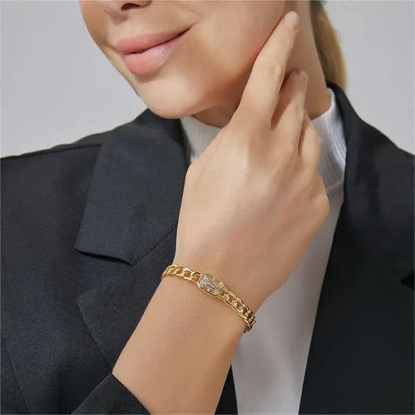 Lyxigt 18K guldpläterat armband med zircon kuber Hip hop