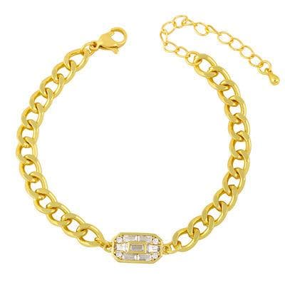 Lyxigt 18K guldpläterat armband med zircon kuber Hip hop