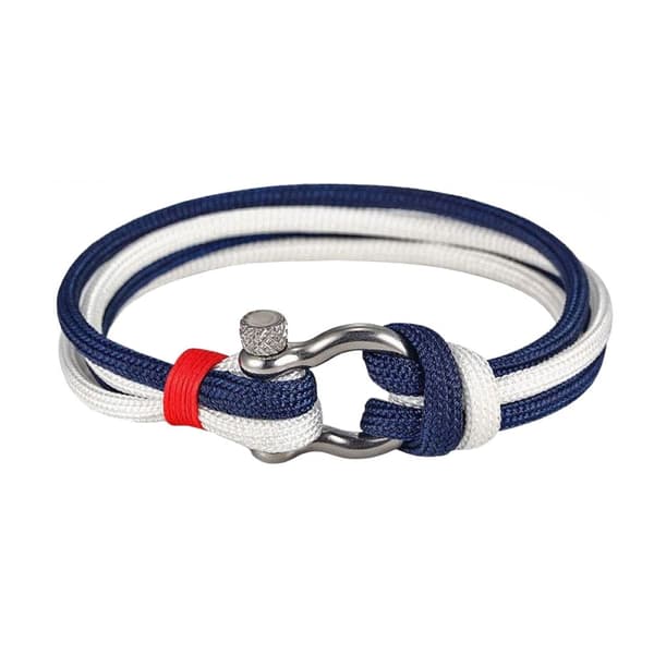 Armbånd, Rep med D-ring - Dobbel Blå / Hvit