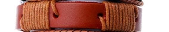 Brunt/orange armband i äkta läder med snören