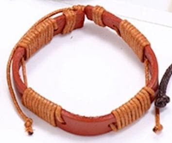 Brunt/orange armband i äkta läder med snören
