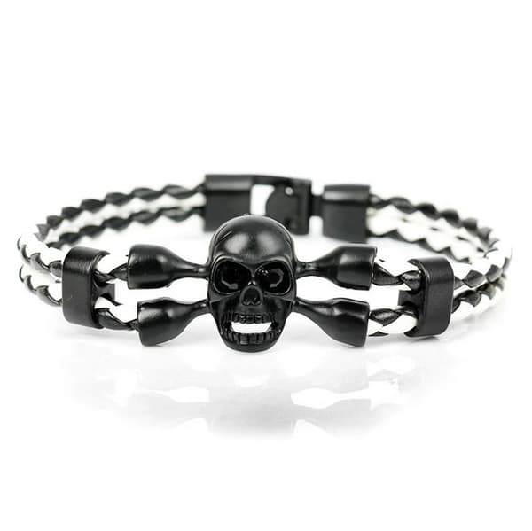 Stilsäkert Slittåligt Rockigt Döskalle Skull Armband Svart/Vit