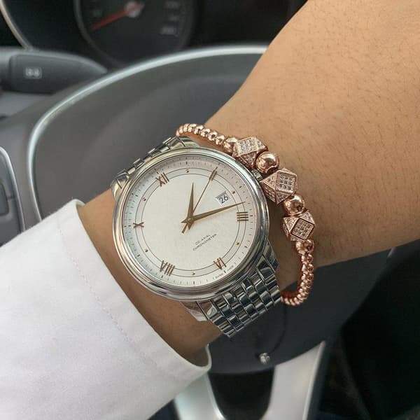 Armband, Pärlor och Tre Berlocker - Rosé