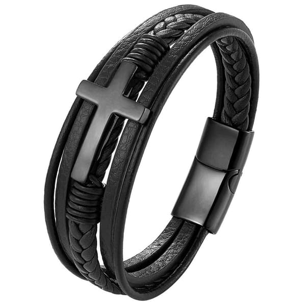 Stilsäkert Hög Kvalitets PU-Läder Kors Armband