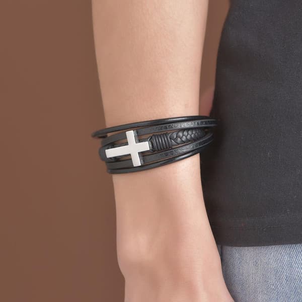 Stilsäkert Hög Kvalitets PU-Läder Kors Armband