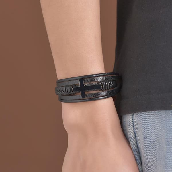 Stilsäkert Hög Kvalitets PU-Läder Kors Armband