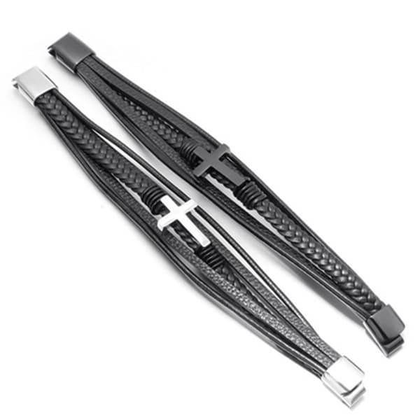 Stilsäkert Hög Kvalitets PU-Läder Kors Armband