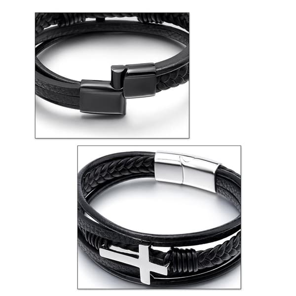 Stilsäkert Hög Kvalitets PU-Läder Kors Armband