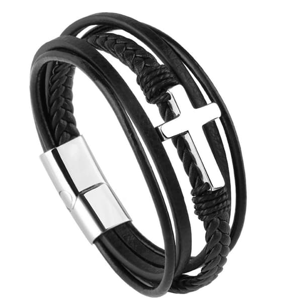 Stilsäkert Hög Kvalitets PU-Läder Kors Armband