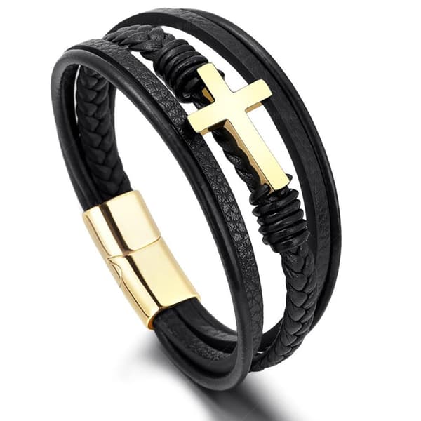 Stilsäkert Hög Kvalitets PU-Läder Kors Armband