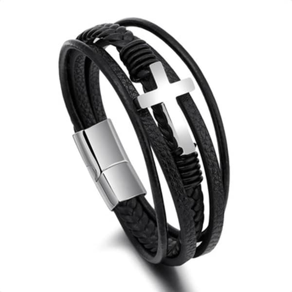 Stilrent Hög Kvalitets PU-Läder Kors Armband