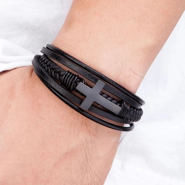 Stilrent Hög Kvalitets PU-Läder Kors Armband