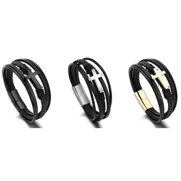 Stilrent Hög Kvalitets PU-Läder Kors Armband