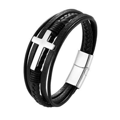 Stilrent Hög Kvalitets PU-Läder Kors Armband