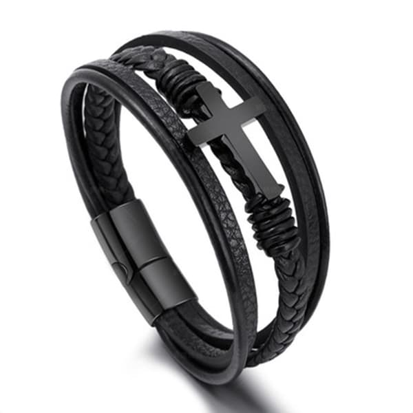 Stilrent Hög Kvalitets PU-Läder Kors Armband