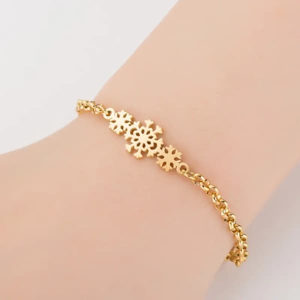 Guldpläterat armband med snöflinga perfekt gåva barn kvinnor män