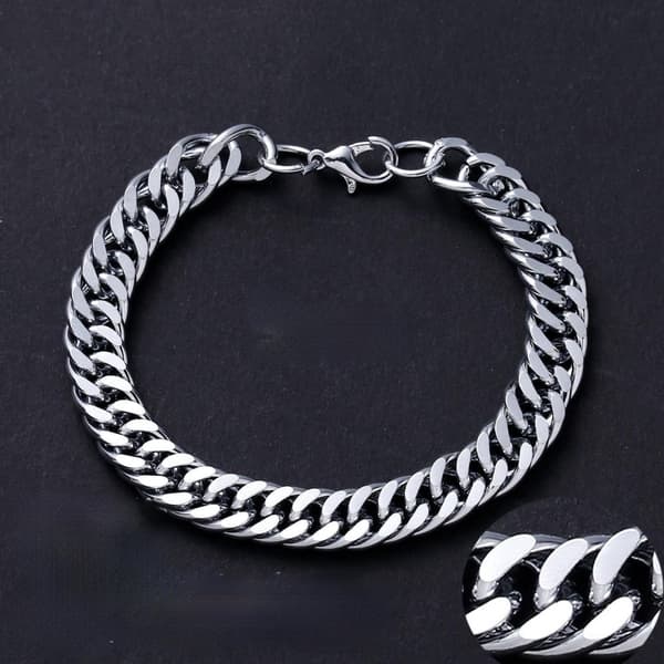 Snyggt titanium armband för män i grå silver punk