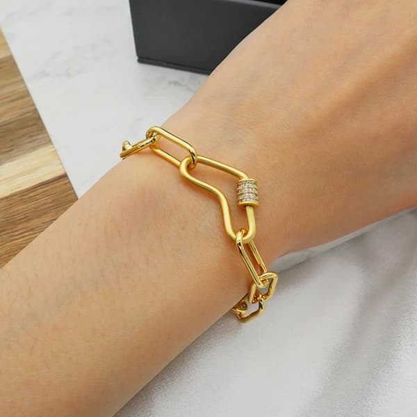 Hjärtformat armband 18 k guldplätering kedja unik design