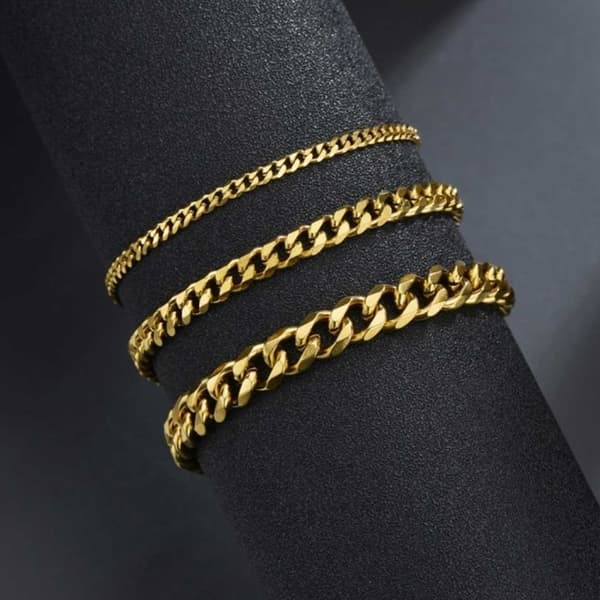 Justerbar Pansanlänk Kedjearmband Guld Kedja 7mm