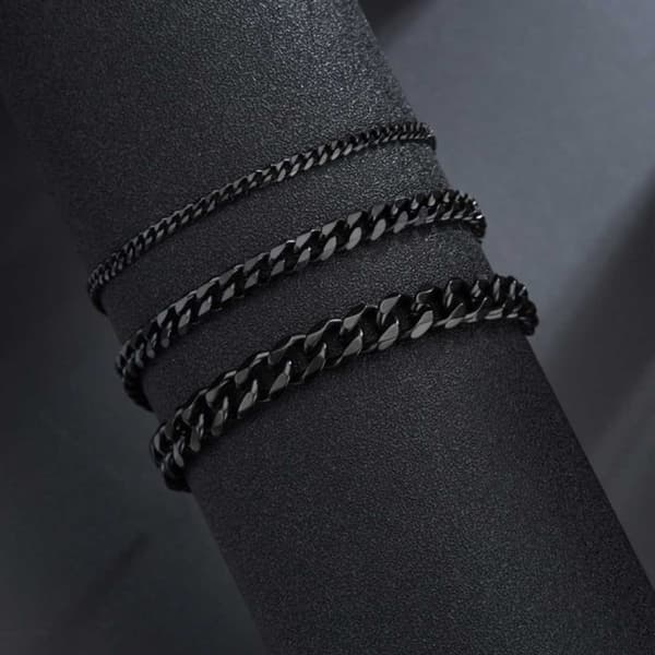 Säädettävä Pansan Link -ketjun rannekoru musta ketju 5mm