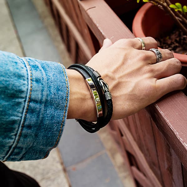 INF Flätat läderarmband för män svart