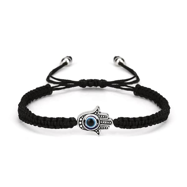 INF Macramé armbånd med beskyttende Hamsa hånd Sort