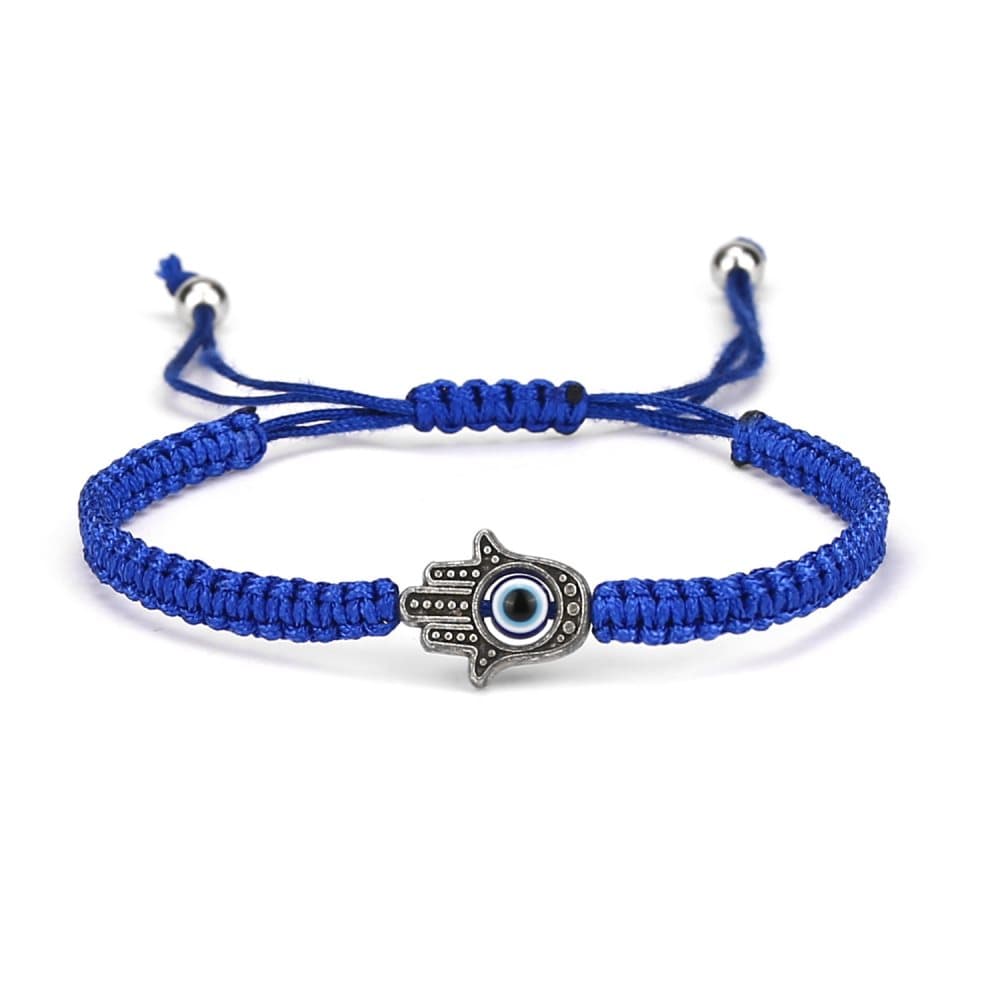 Evil eye hamsa flätat armband Blå