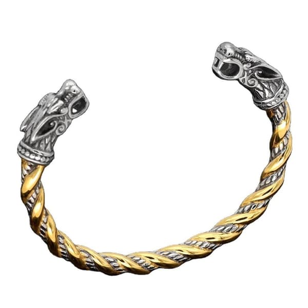 Noorzai S - Twisted bracelet in stainless steel gold dragon adjustable Gold