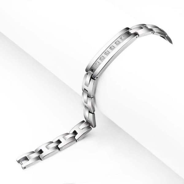 Noorzai S - Rhinestone stones magnetic bracelet stainless steel men