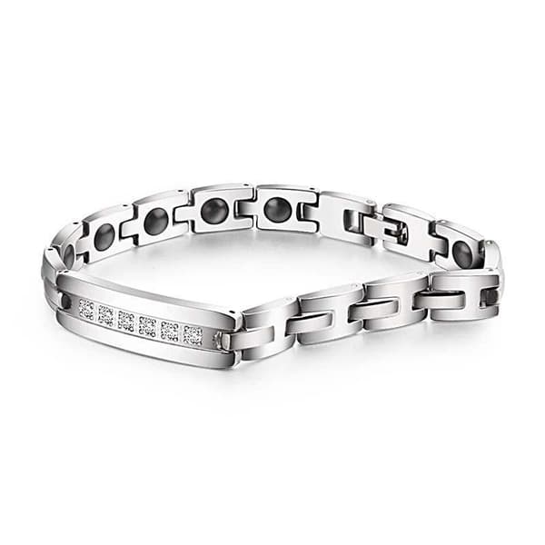 Noorzai S - Rhinestone stones magnetic bracelet stainless steel men