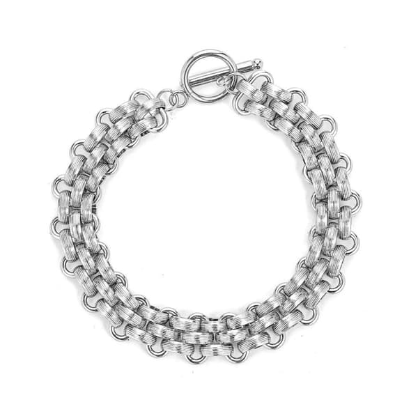 Bracelet in vegan leather & retro cross with stainless steel details