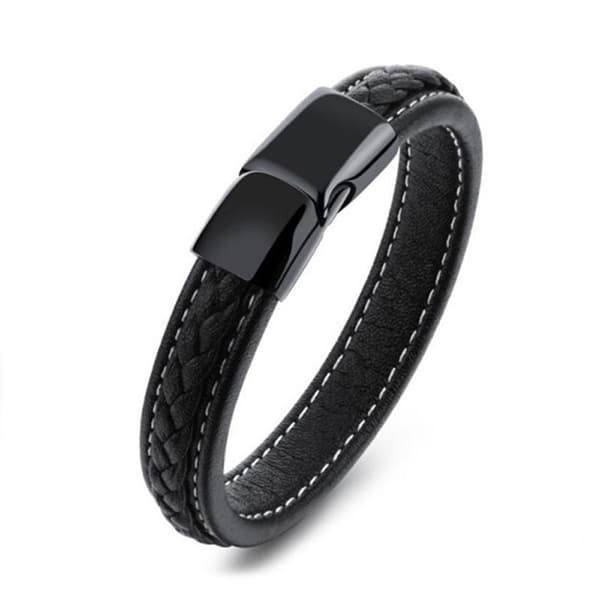Armband i äkta läder och metallspänne till män