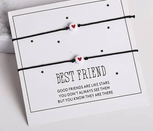 Best friends rött hjärta Pararmband vänskapsarmband med kärlekskort