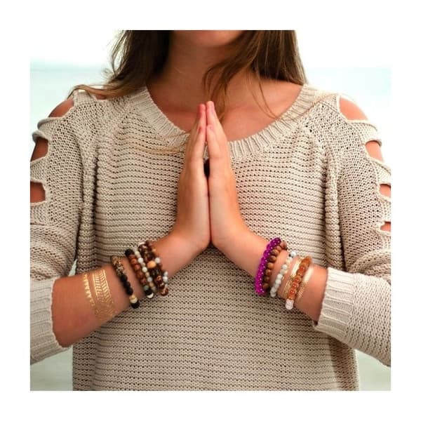 Armband - Ametist - Lila - 19cm - Unisex - Äkta natursten