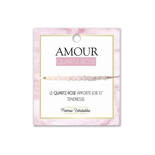 Armband - Kärlek - Rosenkvarts - Kvinna - Justerbar - Naturlig Sten