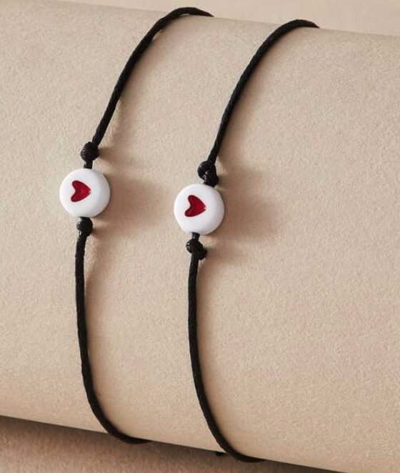 Kärlek Rött hjärta Pararmband vänskapsarmband med kärlekskort