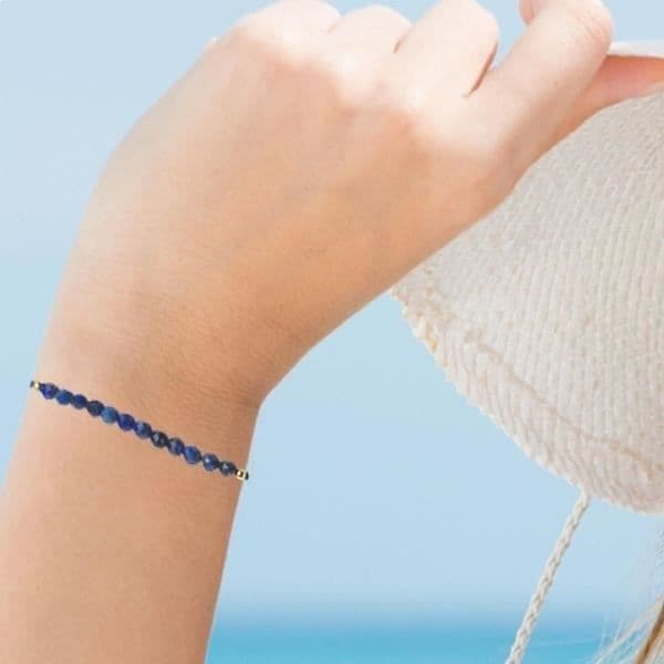 Armband - Lapis Lazuli - Kvinna - Naturlig sten - 24 cm max - Blå