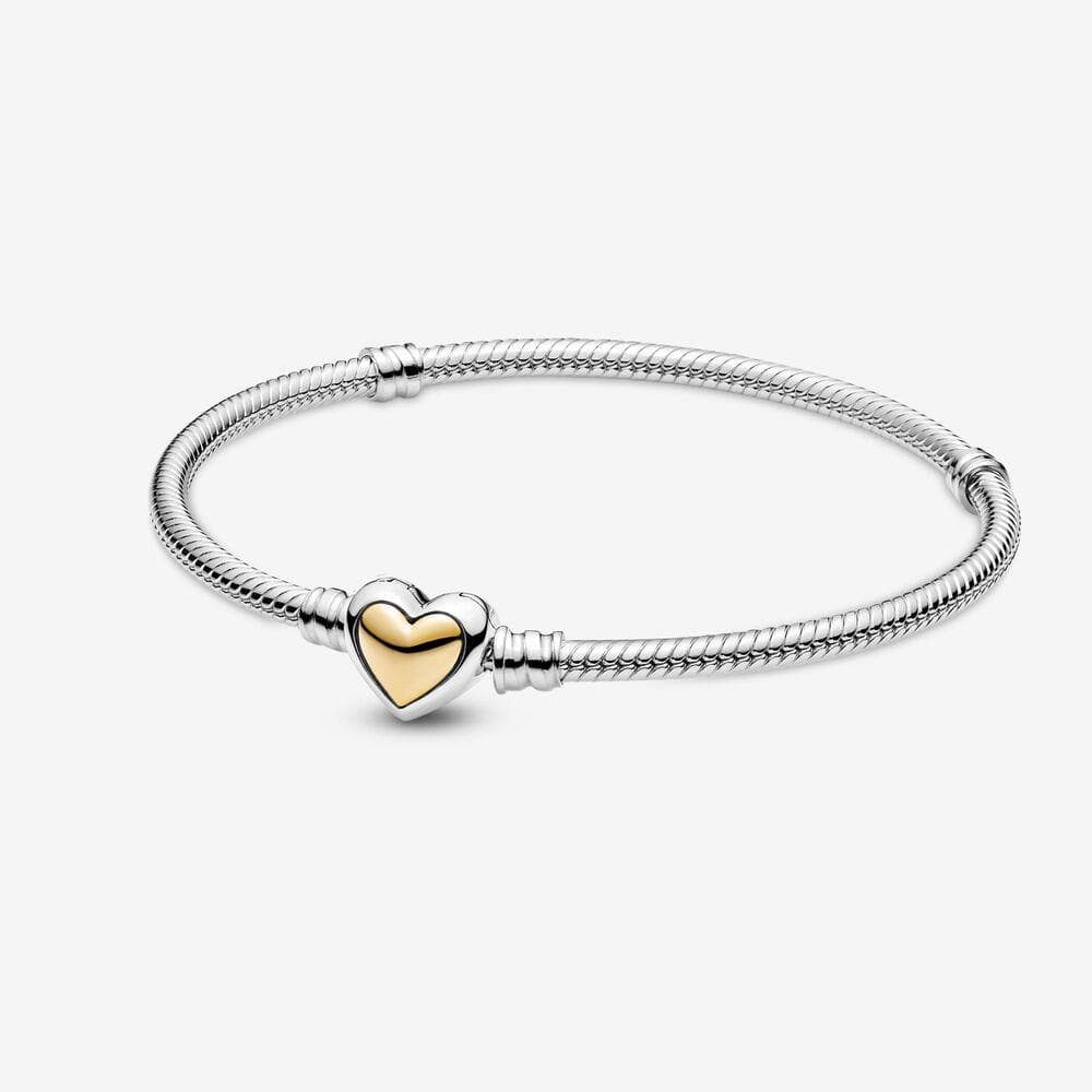 Pandora 599380C00-19 Kupolformad guldhjärtlås Ormkedjearmband
