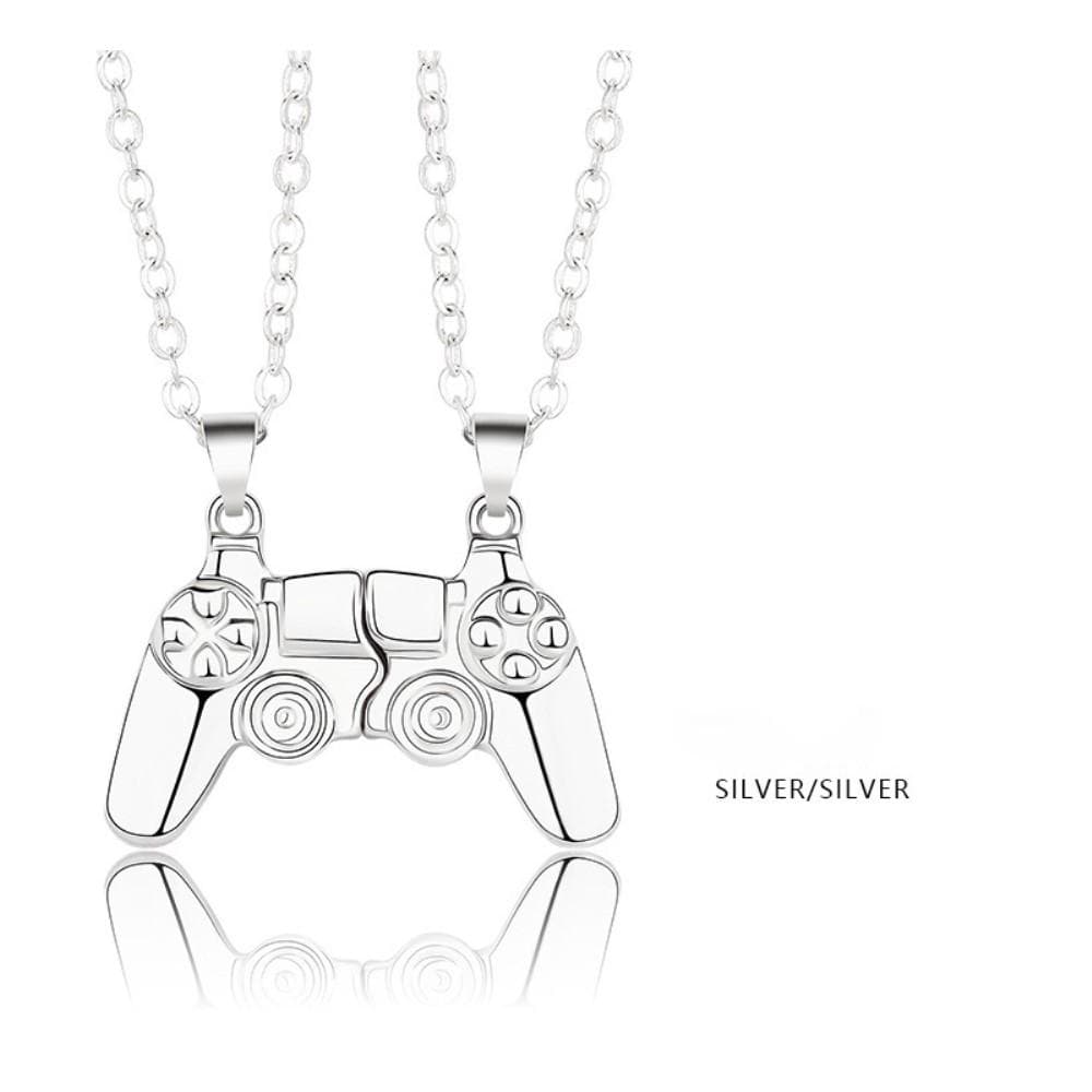 Magnetisk Game Controller Handkontroll Halsband Par Present - Silvrig